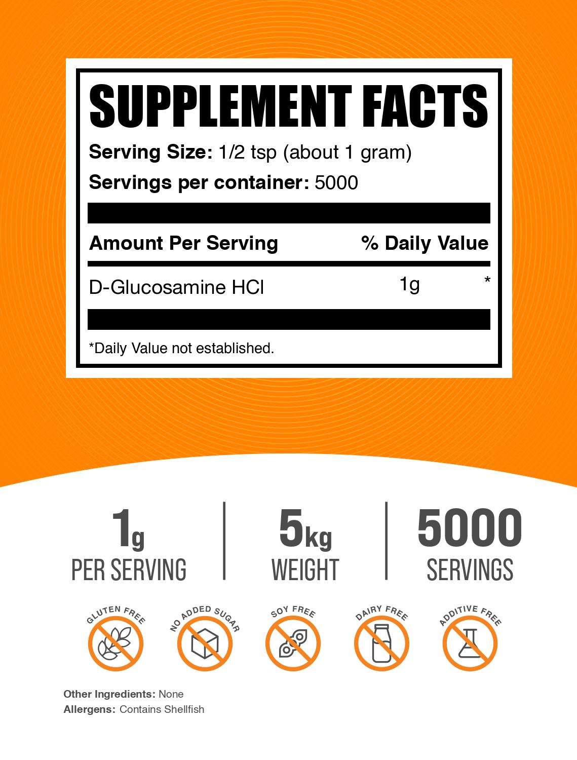 D-Glucosamine HCl powder label 5kg
