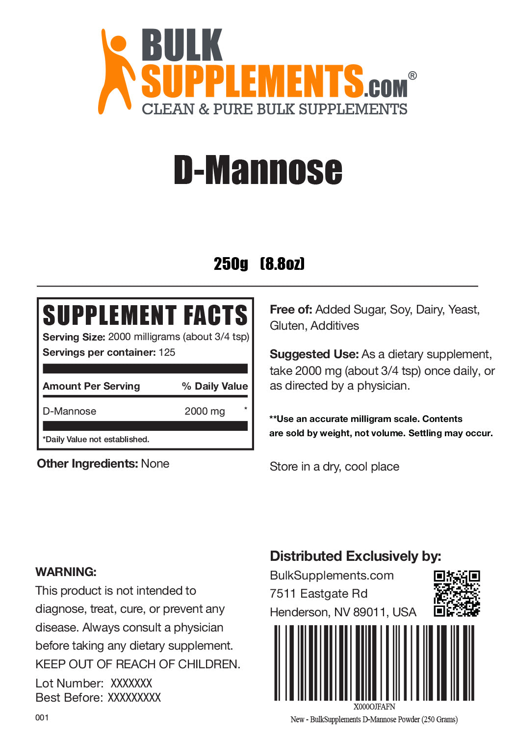 D-Mannose powder label 250g