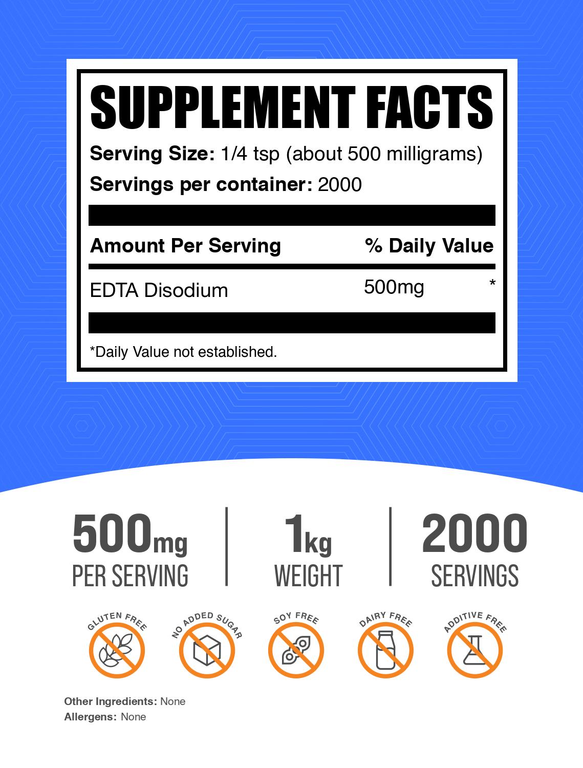 Disodium EDTA powder label 1kg
