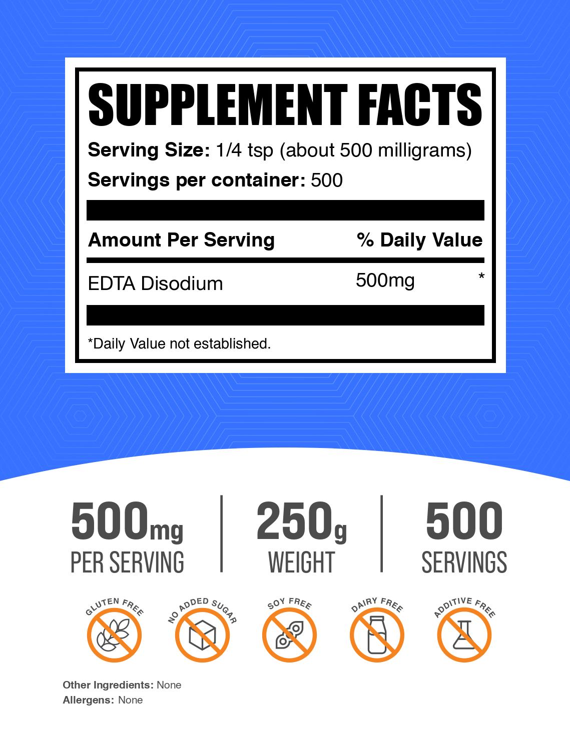 Calcium Disodium EDTA powder label 250g