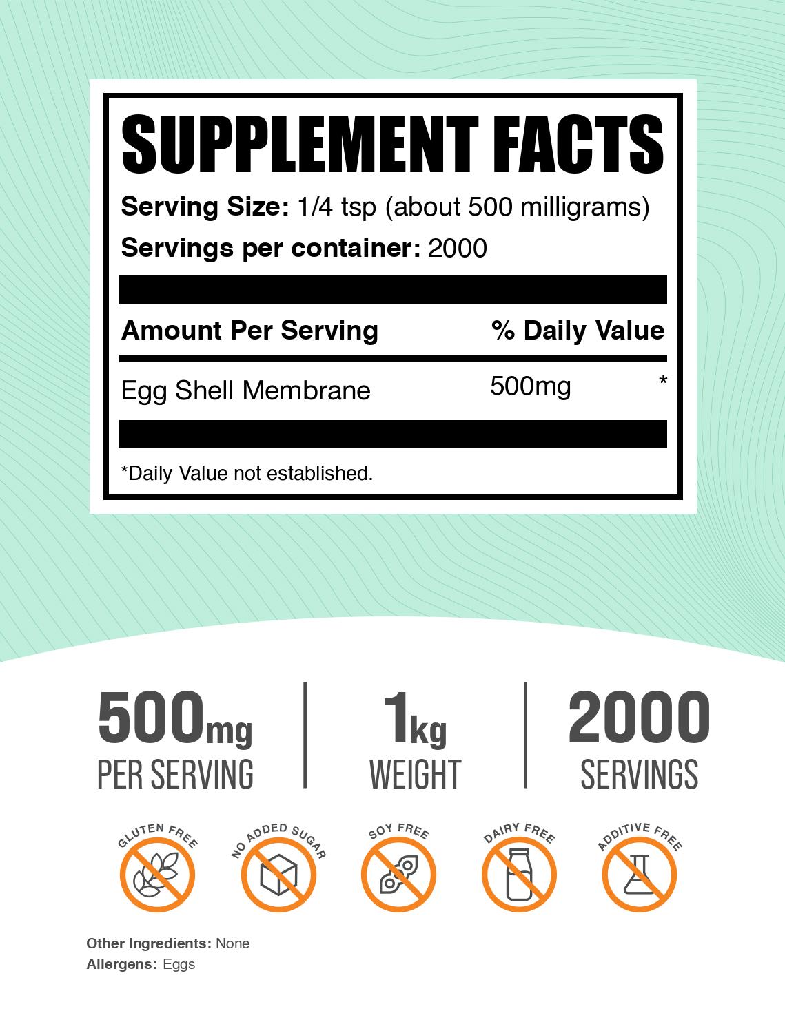 Egg shell membrane collagen powder label 1kg