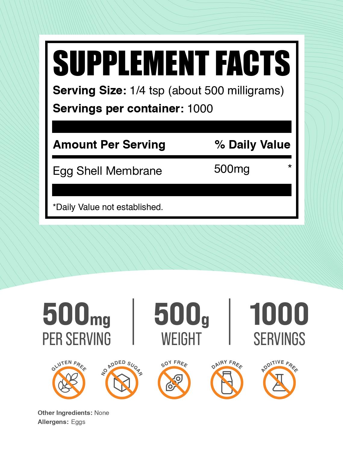 Egg shell membrane collagen powder label 500g