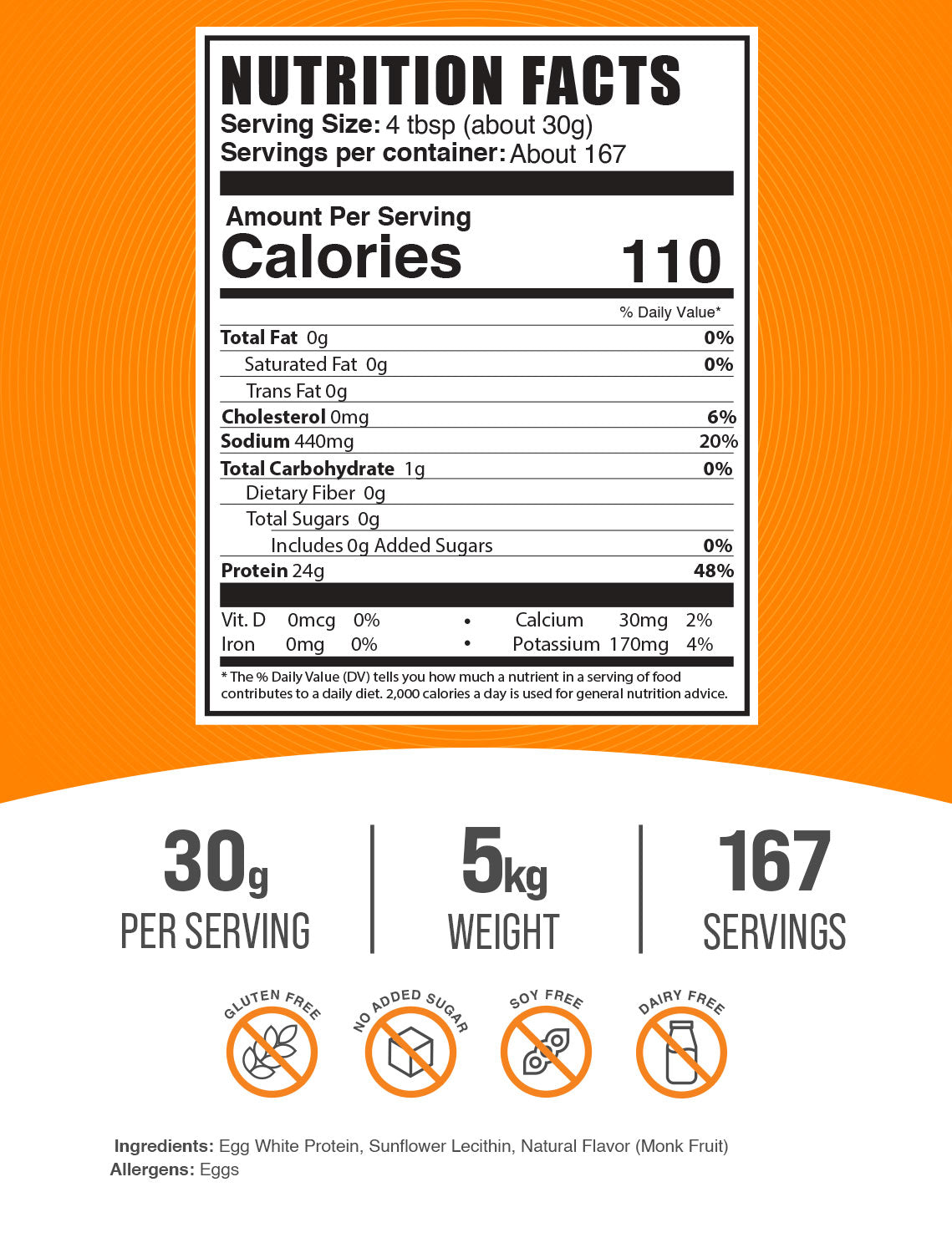 Egg white protein powder label 5kg