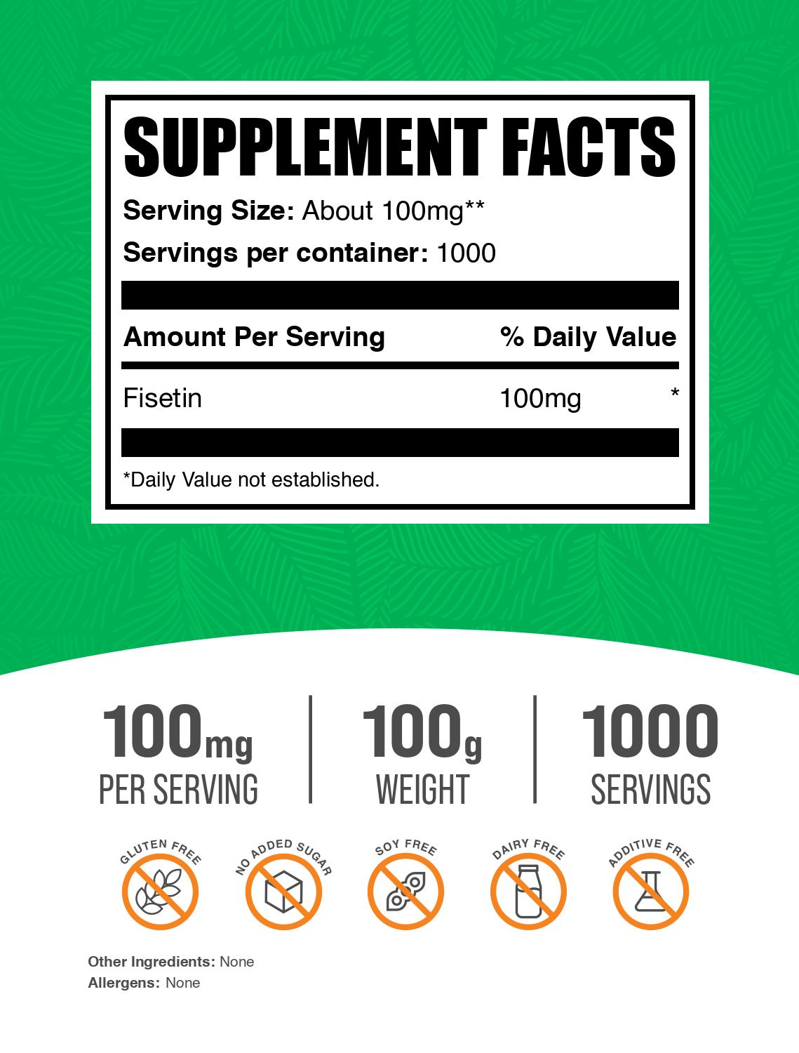 Fisetin powder label 100g