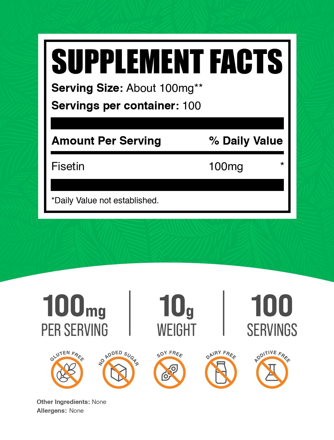 Fisetin powder label 10g