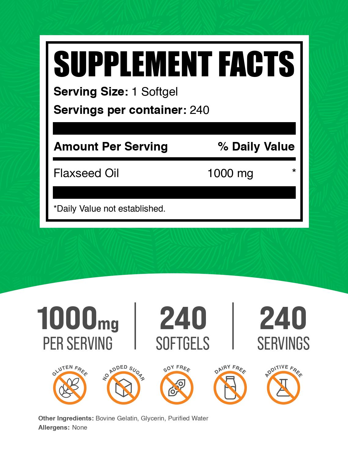 Flaxseed oil 240 softgels label