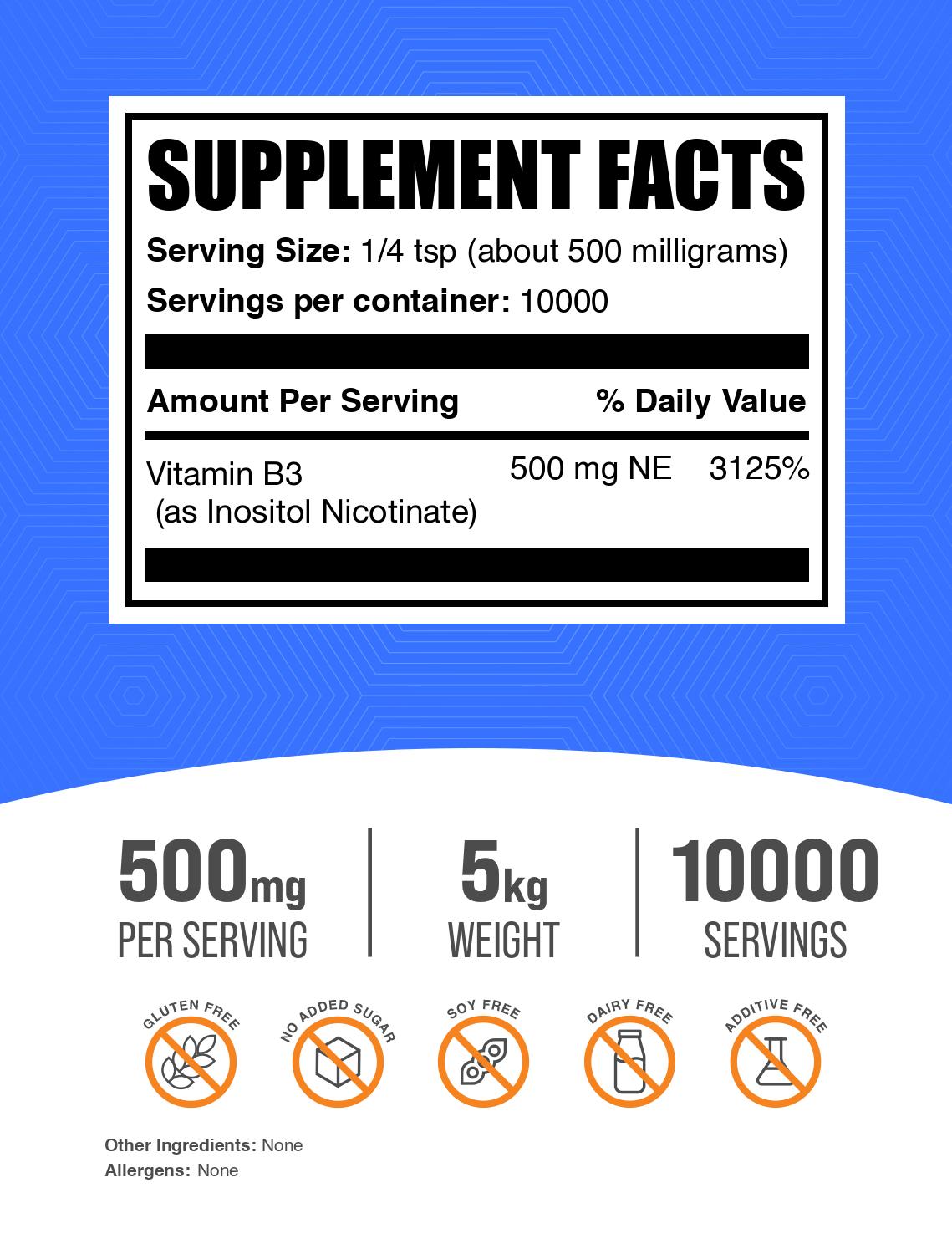 Flush free niacin powder label 5kg
