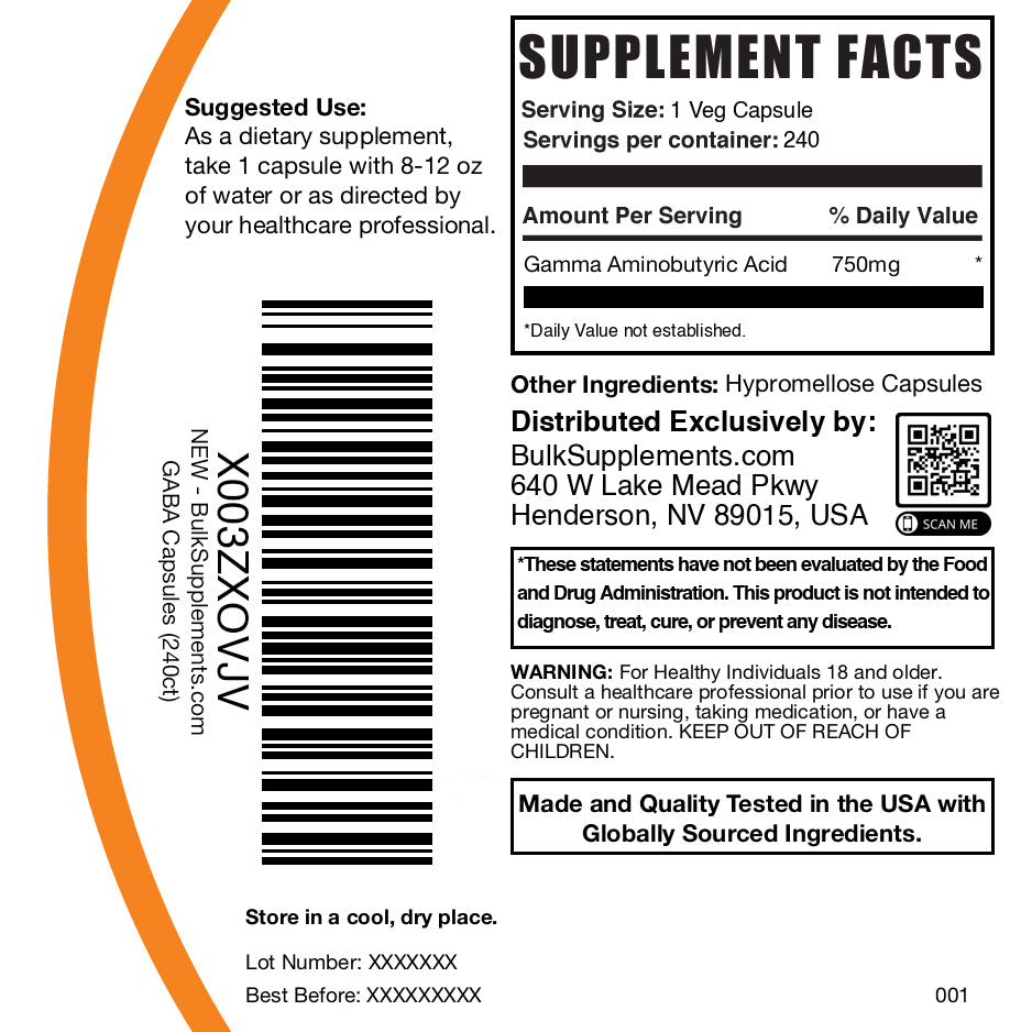 GABA 240 capsules label