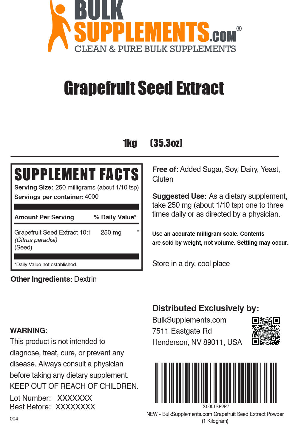 Supplement Facts Grapefruit Seed Extract