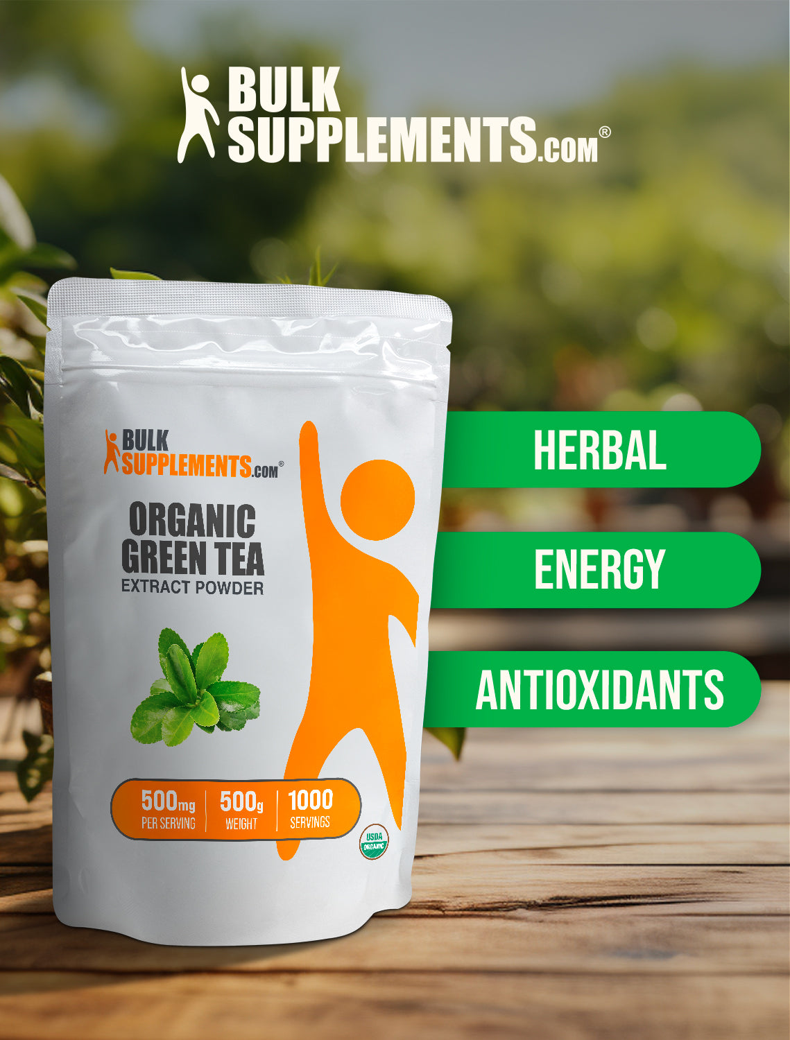 Organic green tea extract powder label 500g