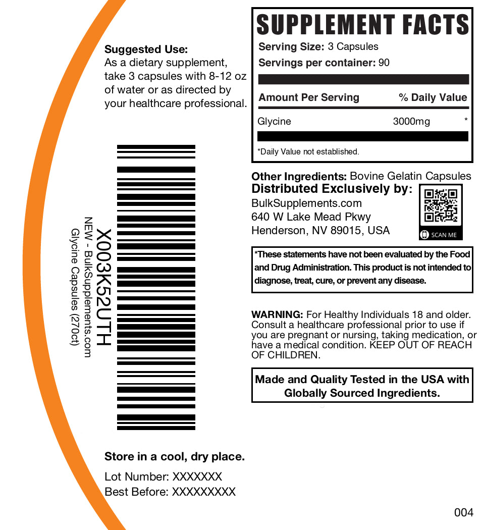 Glycine 270 capsules label