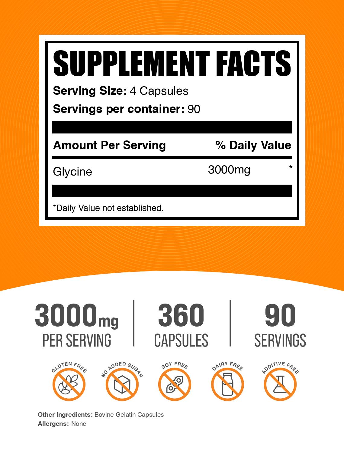 Glycine Capsules 360ct Label