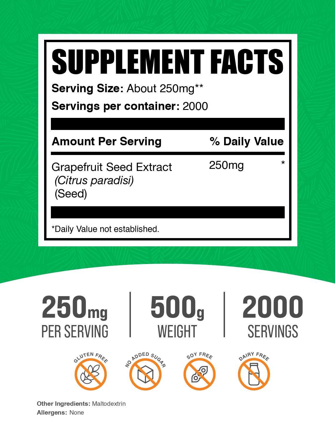 Grapefruit seed extract powder label 500g
