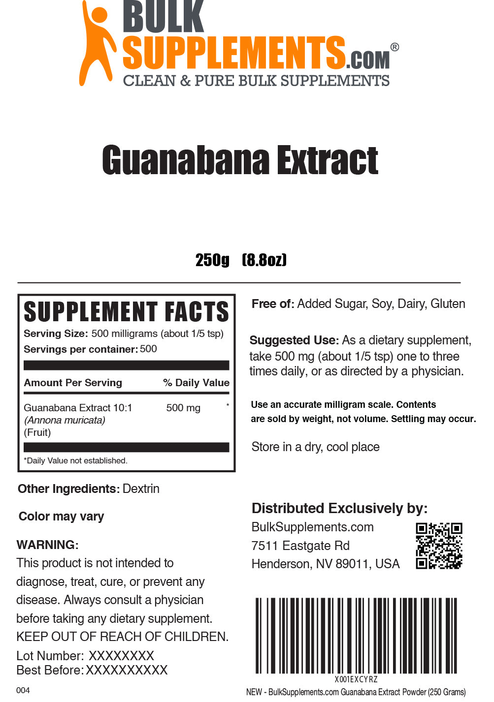 Guanabana (Soursop) powder label 250g