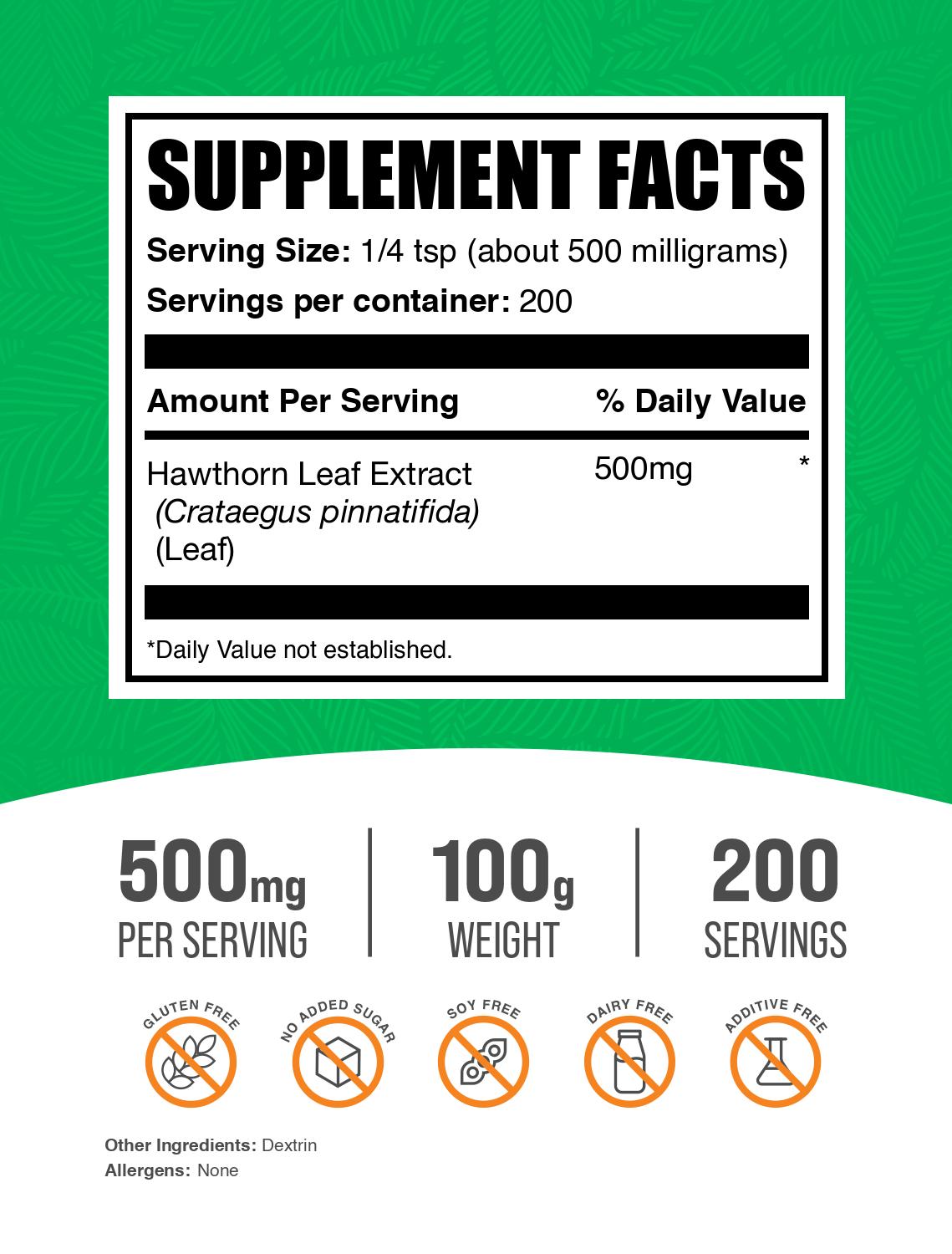 Hawthorn leaf extract powder label 100g