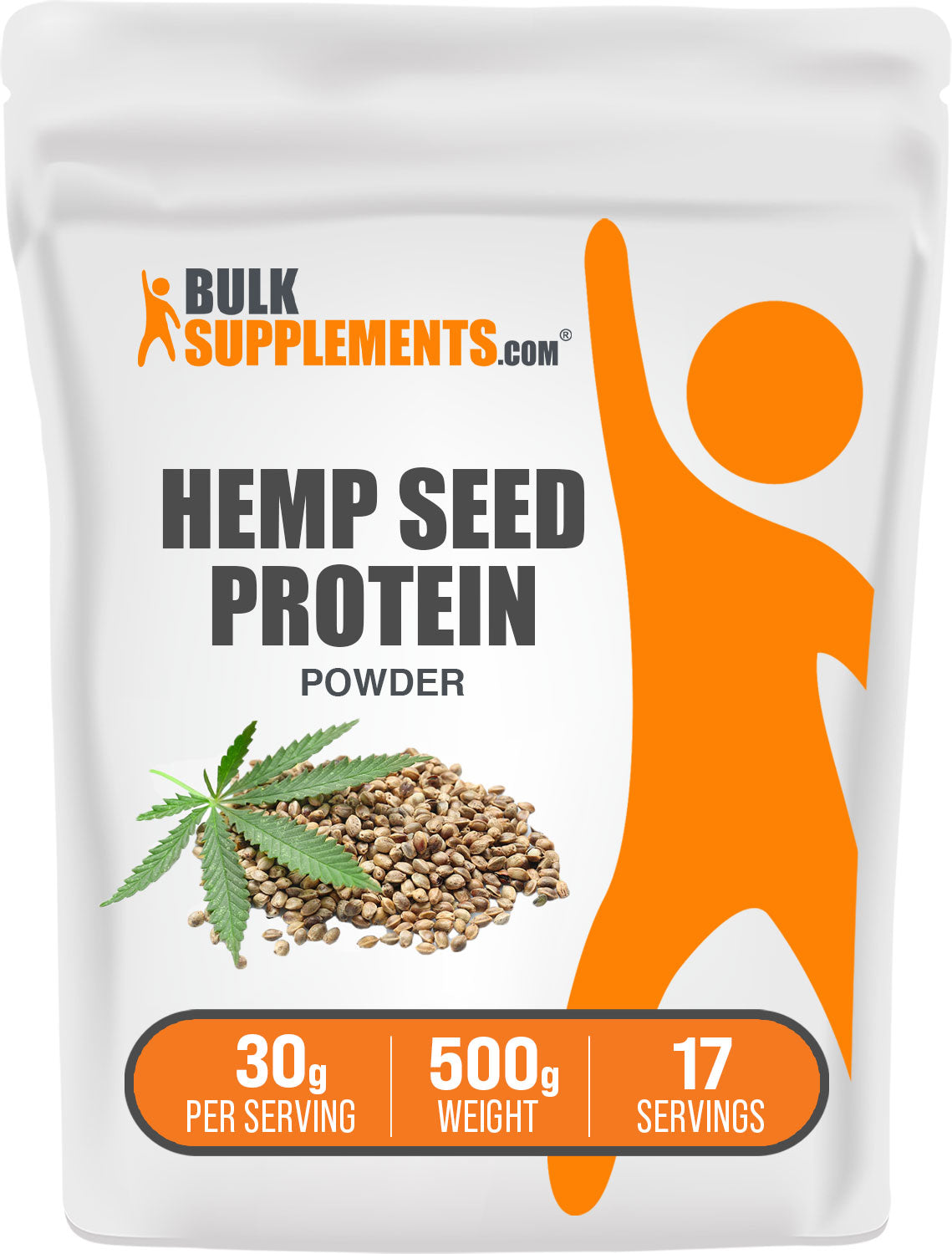 BulkSupplements.com Hemp Seed Protein Powder 500g Bag