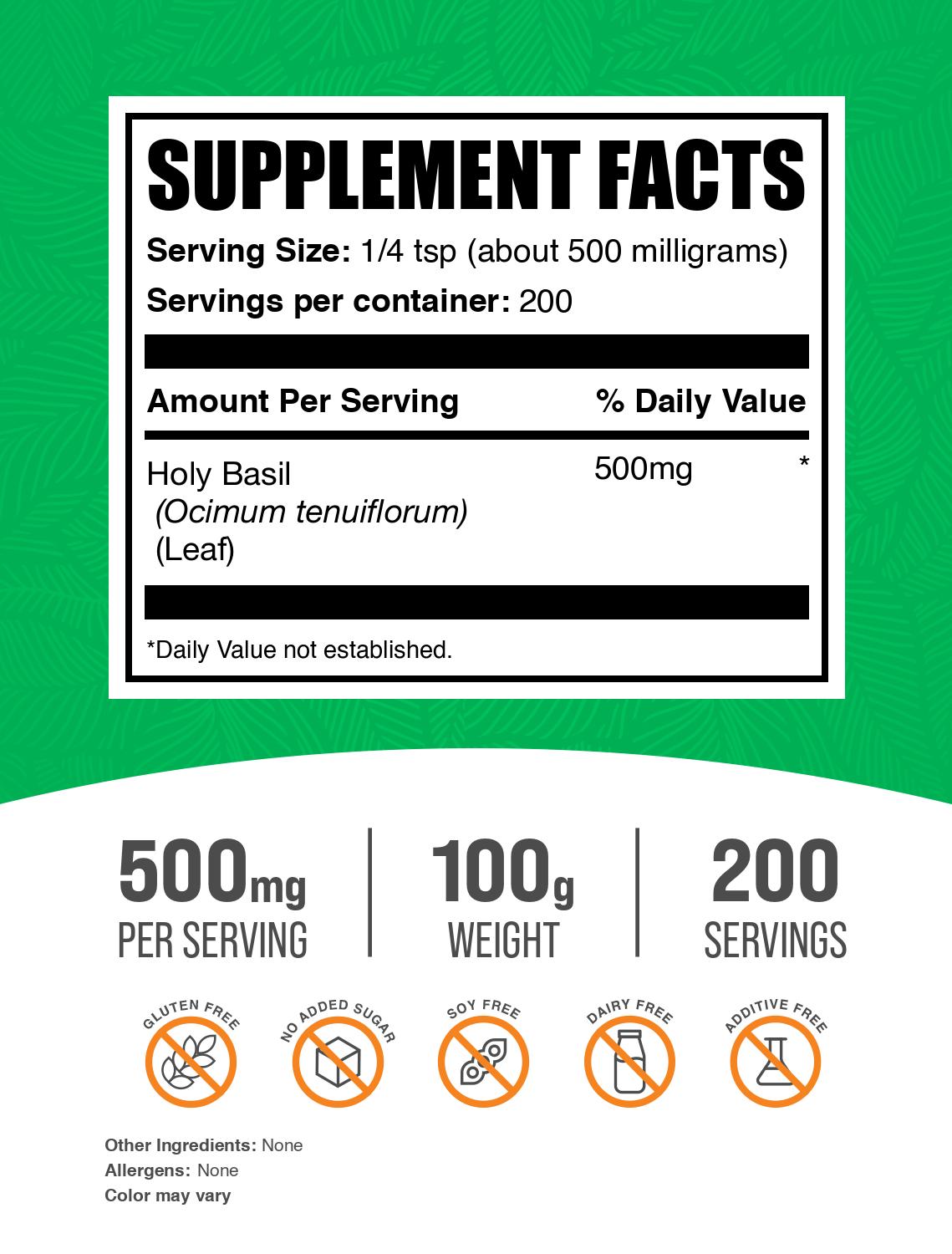 Holy Basil Powder 100g Label