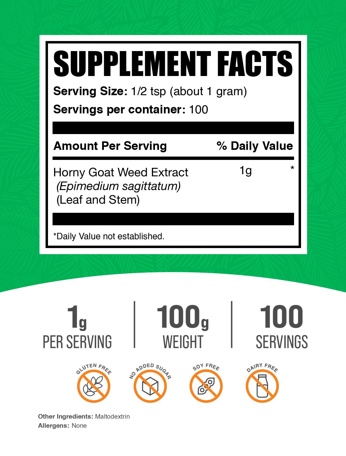 Horny goat weed extract powder label 100g