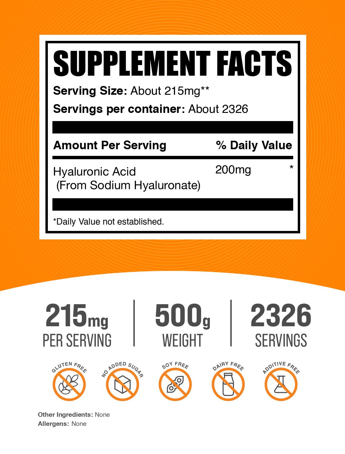 Hyaluronic acid powder label 500g