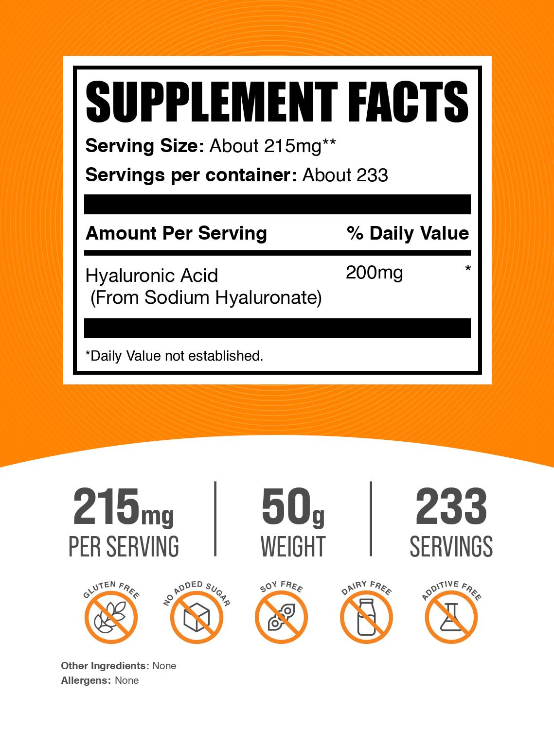 Hyaluronic acid powder label 50g