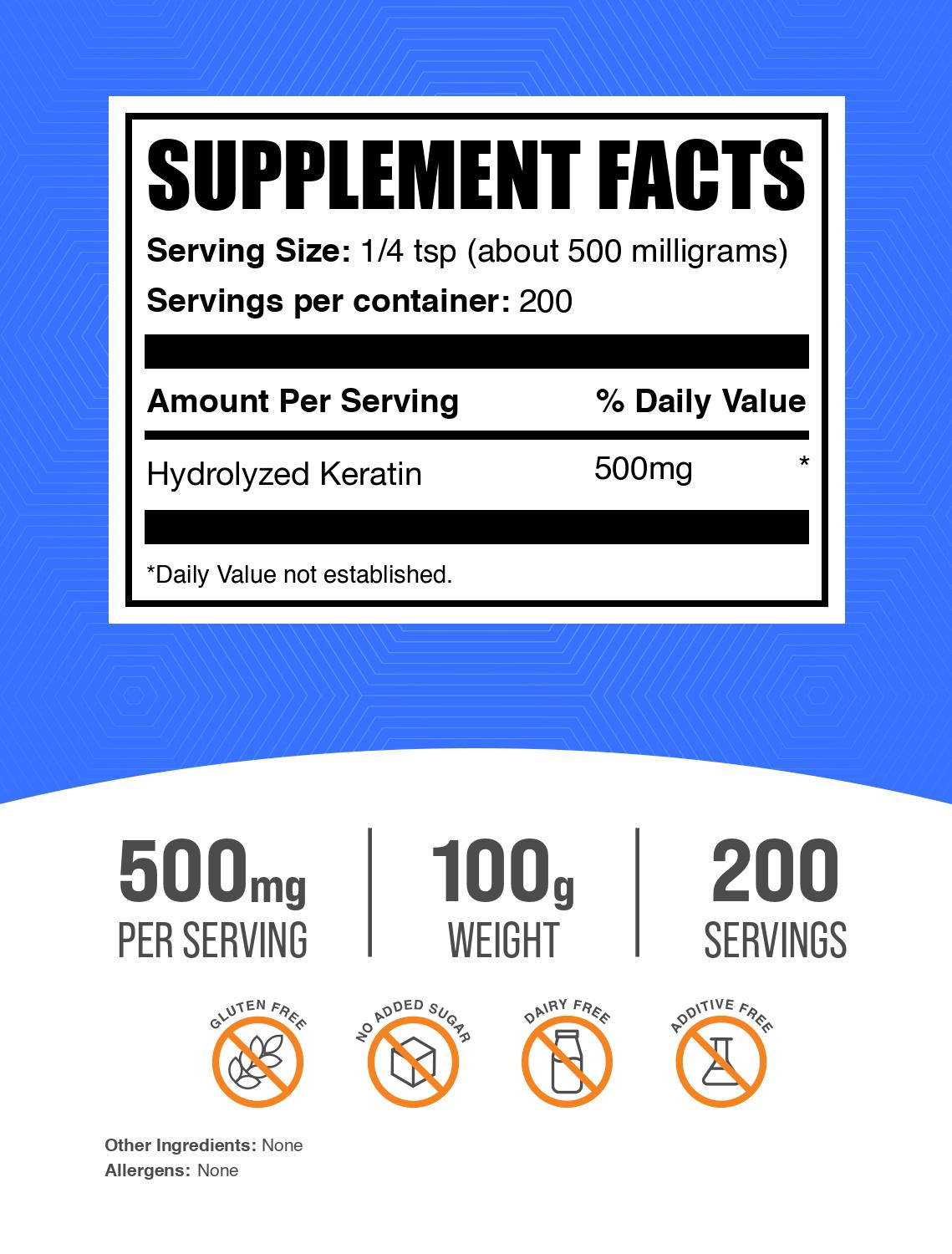 Hydrolyzed Keratin Powder 100g Label