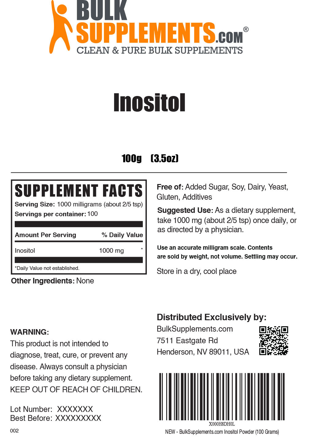 Supplement Facts Inositol