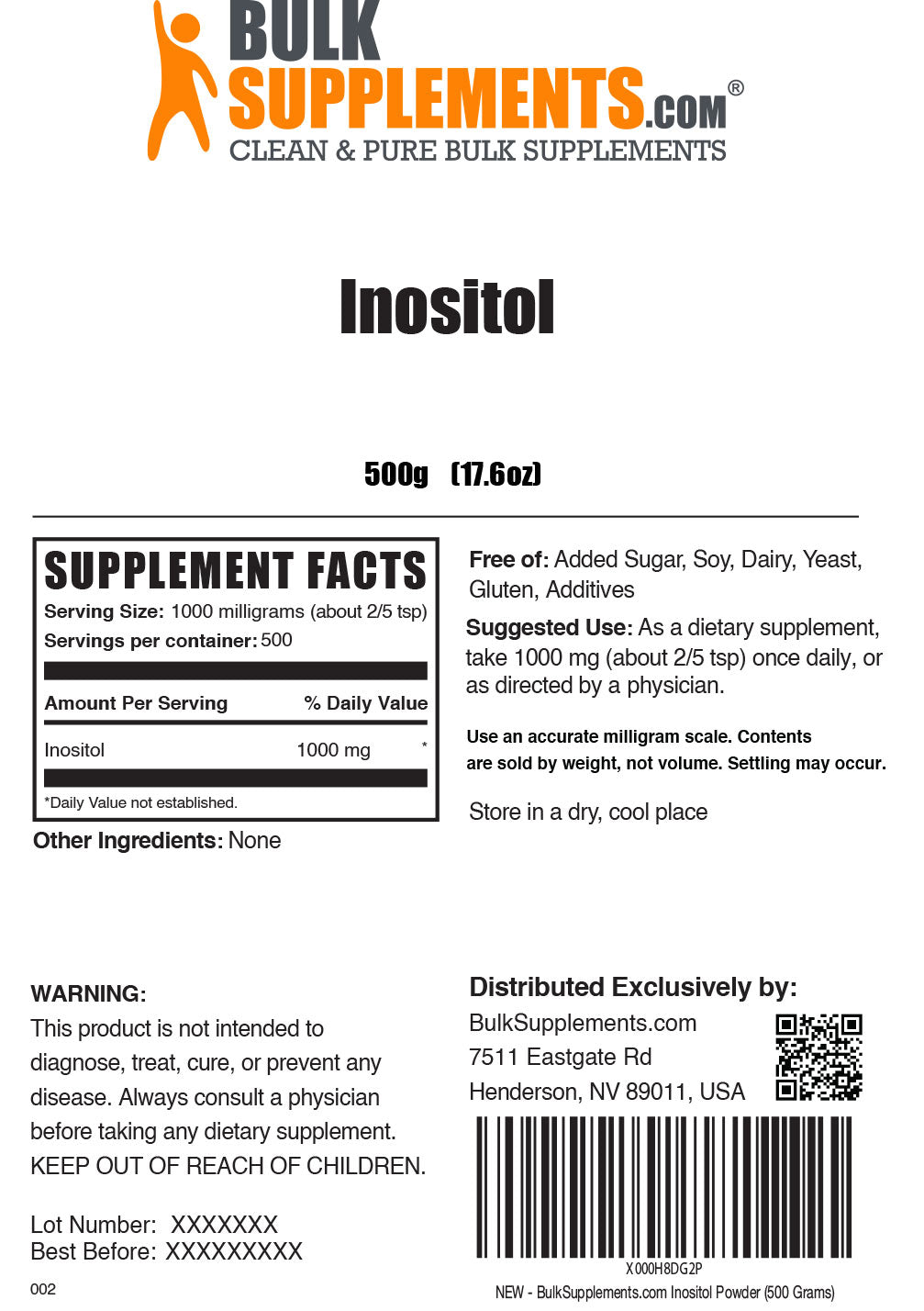 Supplement Facts Inositol