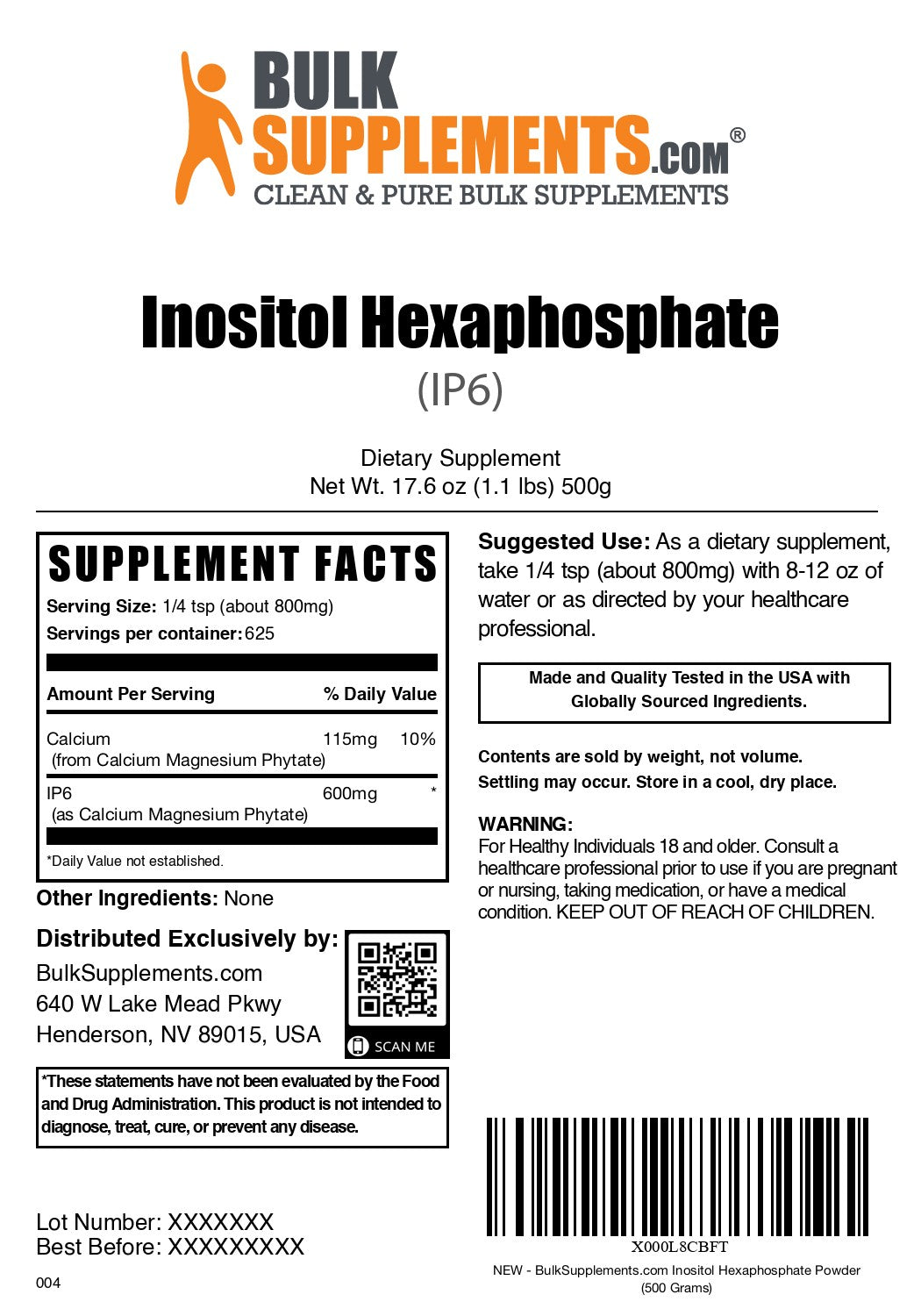 Inositol Hexaphosphate 500g label