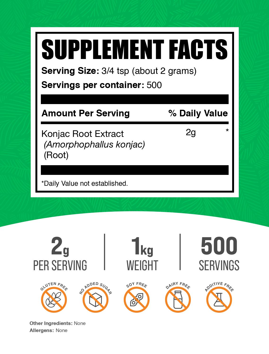 Glucomannan Extract (Konjac Root) powder label 1kg
