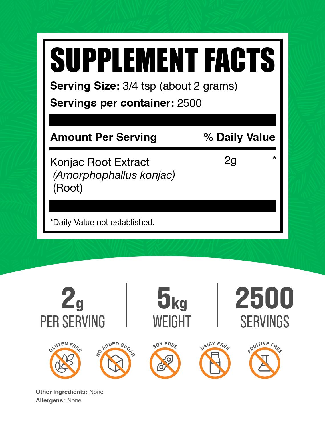 Glucomannan Extract (Konjac Root) powder label 5kg