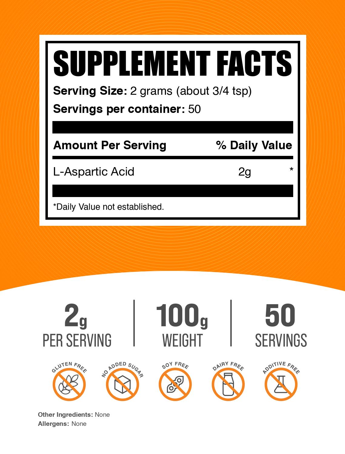L-Aspartic Acid powder label 100g