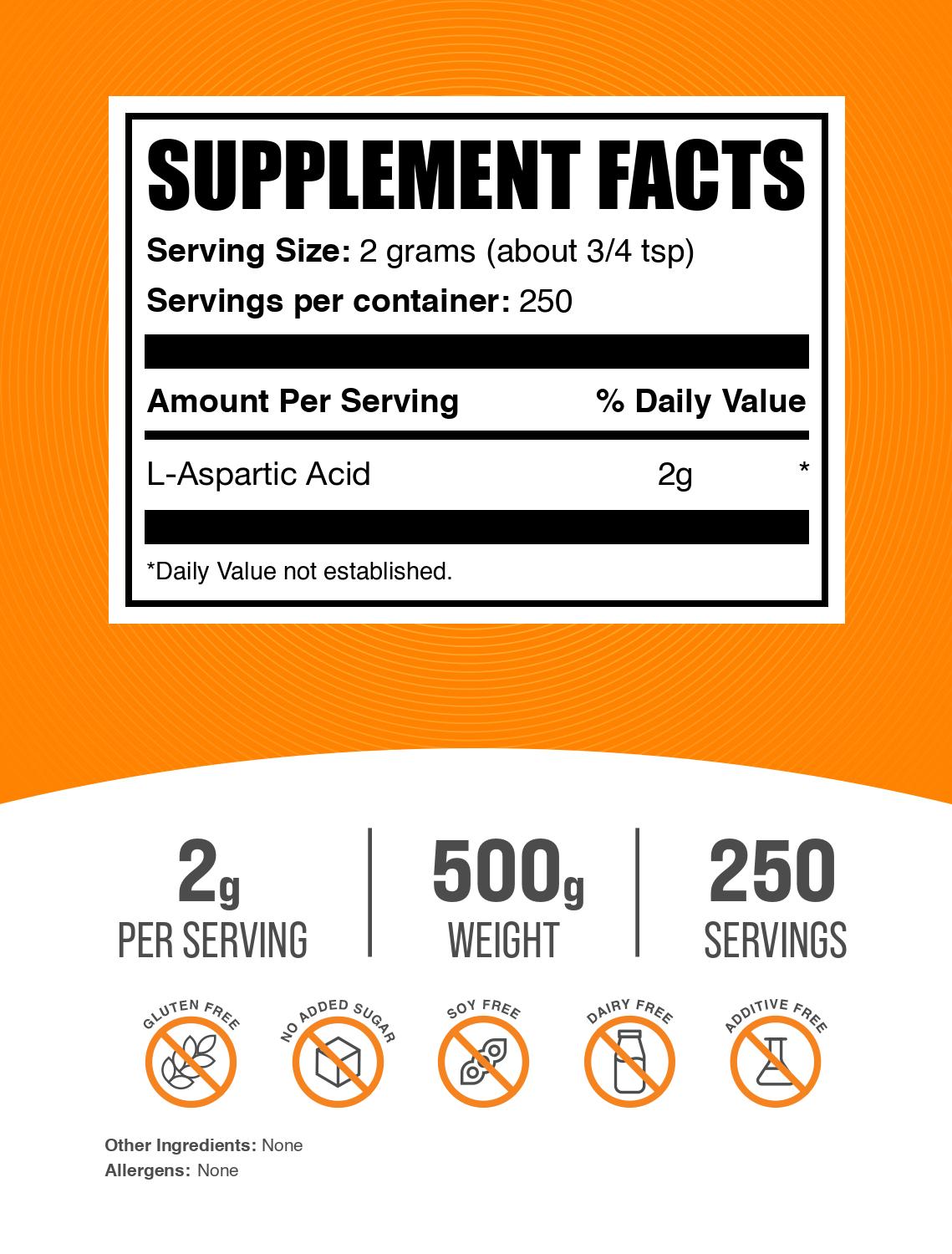 L-Aspartic Acid powder label 500g