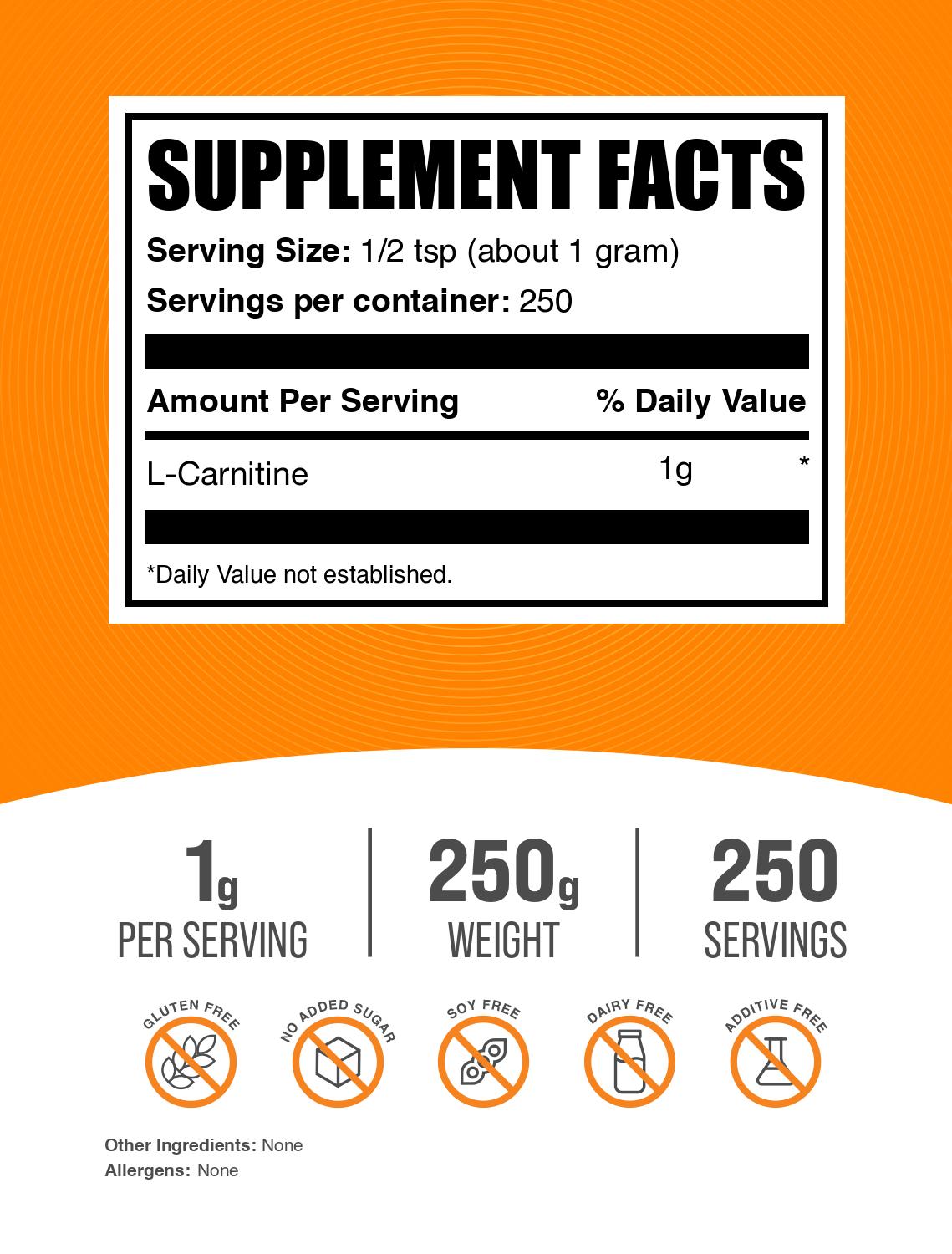 L-Carnitine powder label 250g