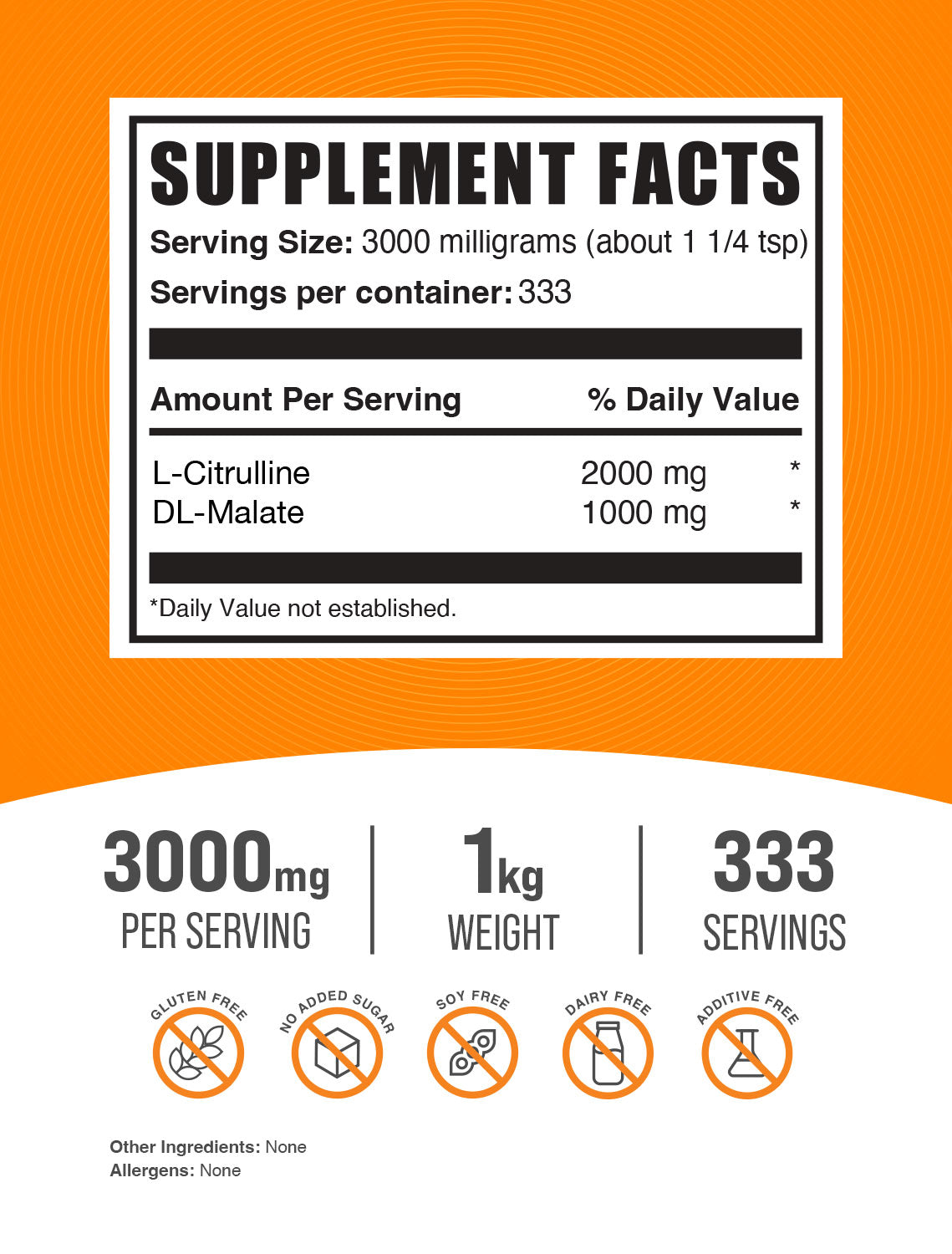 Supplement Facts L-Citrulline DL-Malate 2:1 1kg