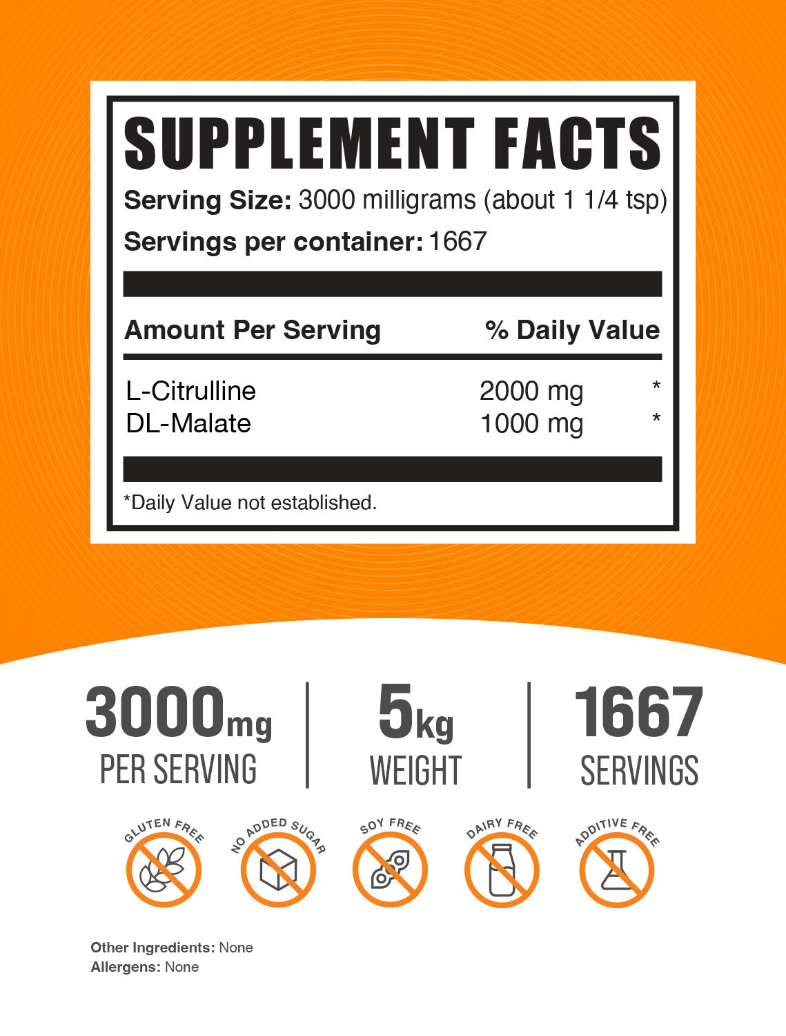 Supplement Facts L-Citrulline DL-Malate 2:1 5kg