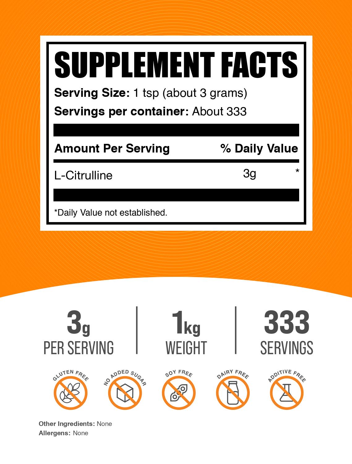 L-Citrulline powder label 1kg