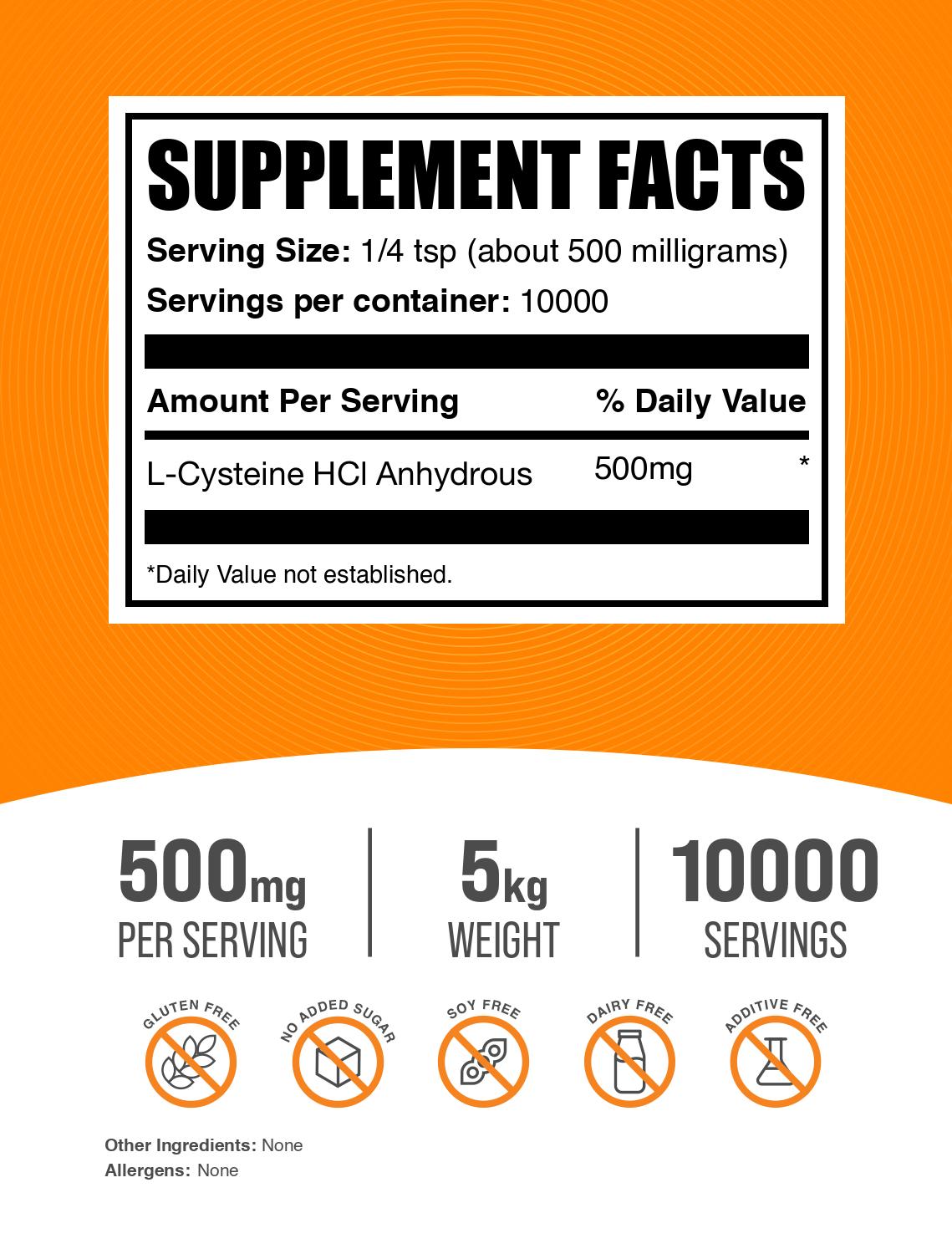 L-Cysteine HCl Powder 5kg Label