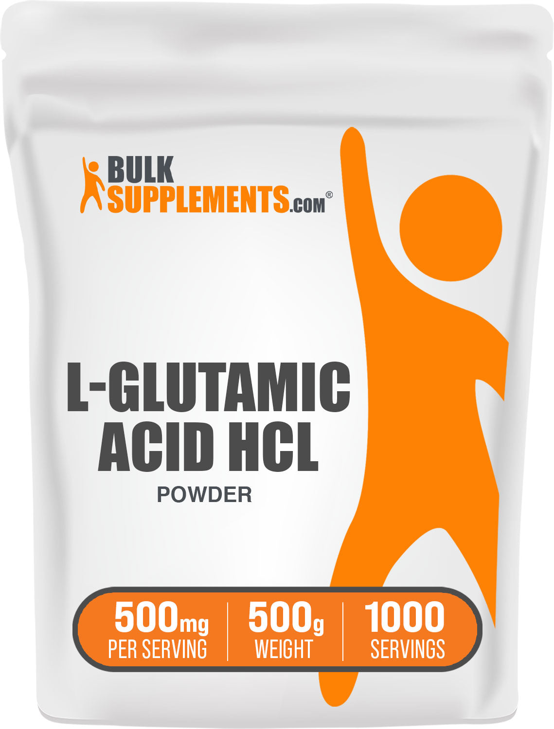 BulkSupplements.com L-Glutamic Acid HCl Powder 500g Bag