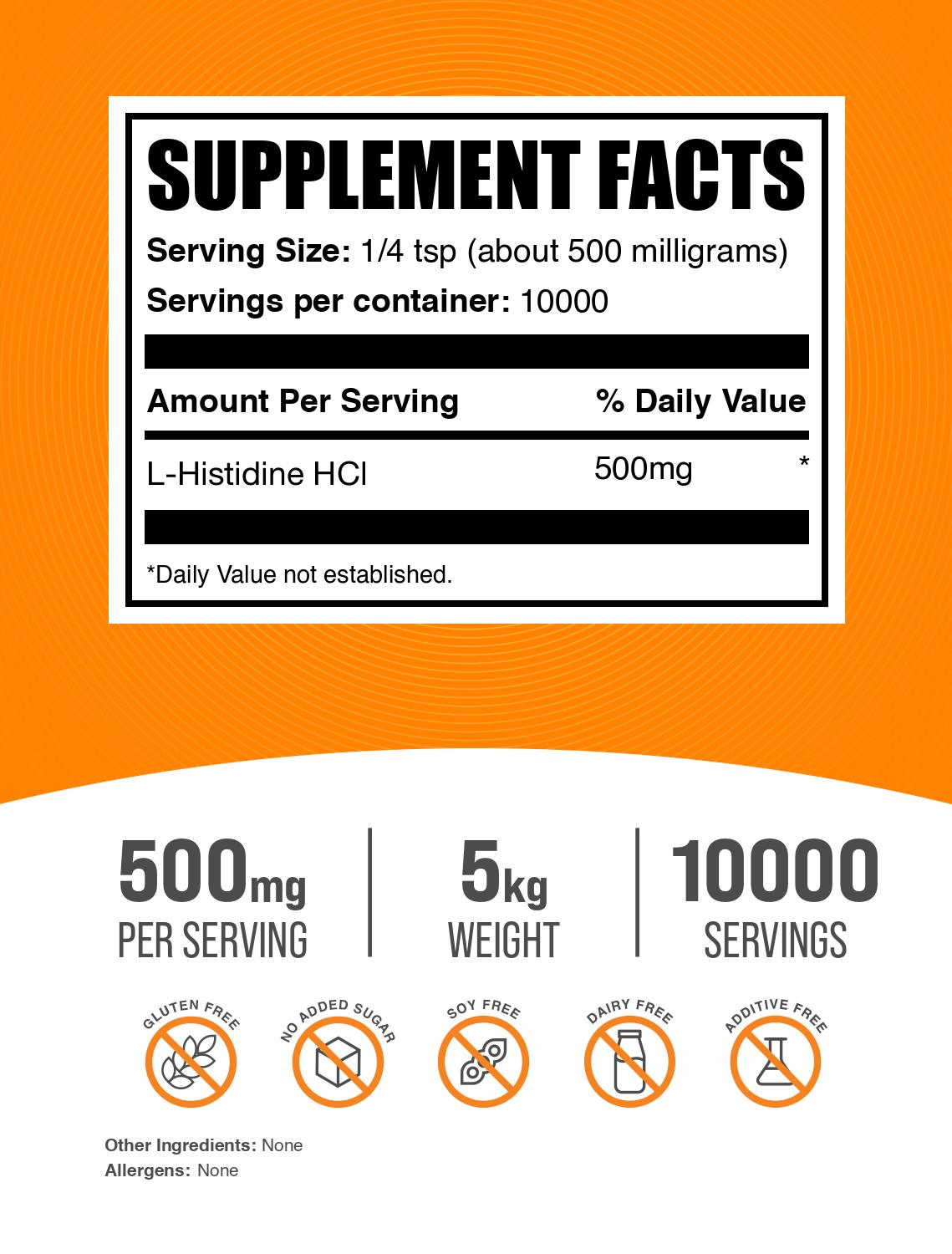 L-Histidine HCI powder label 5kg