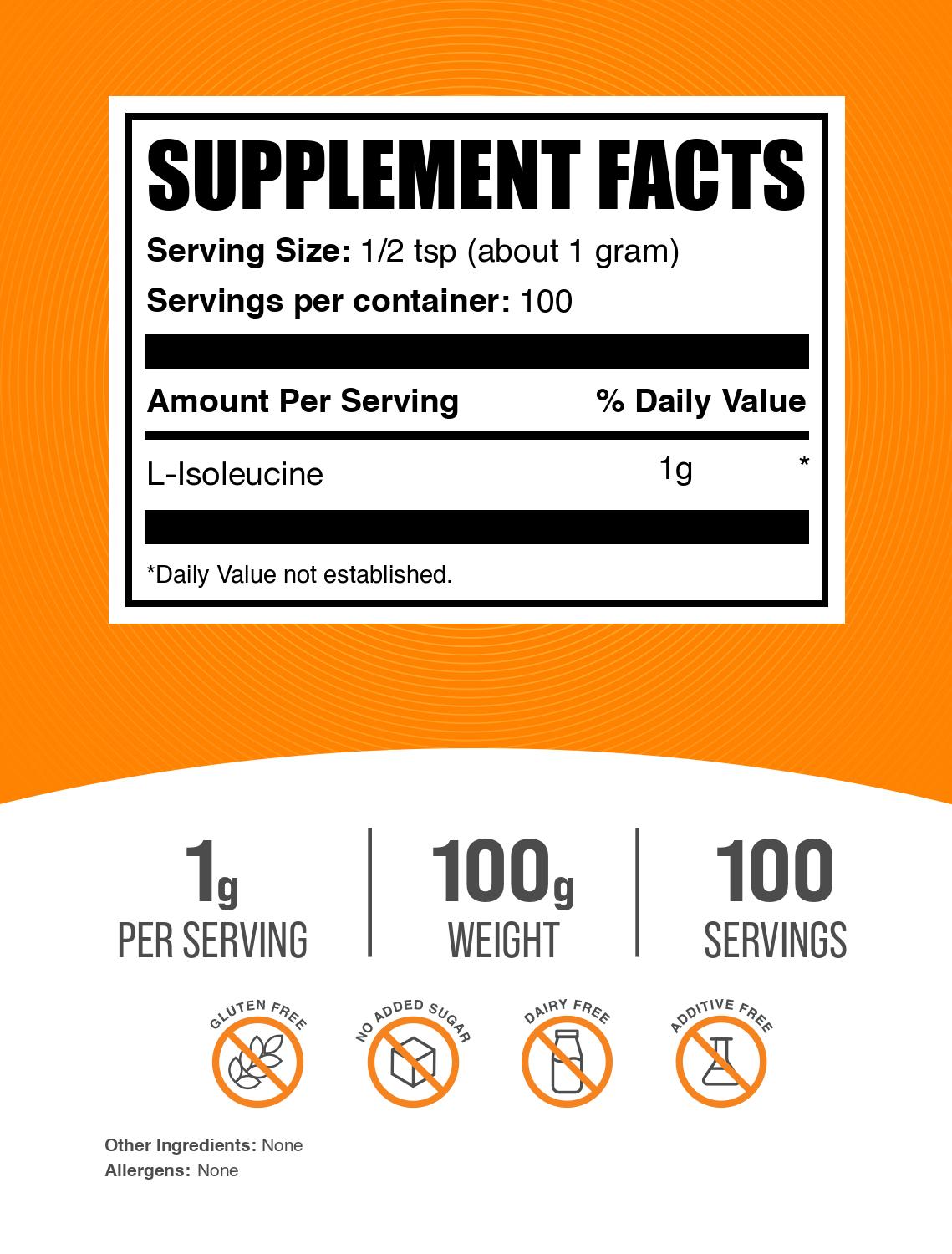 L-Isoleucine powder label 100g