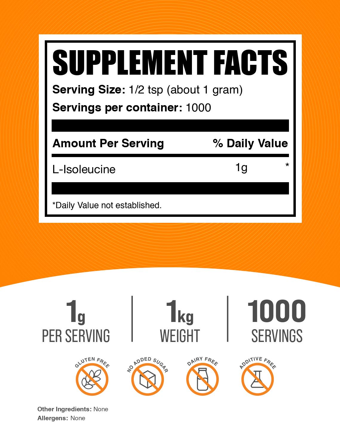 L-Isoleucine powder label 1kg