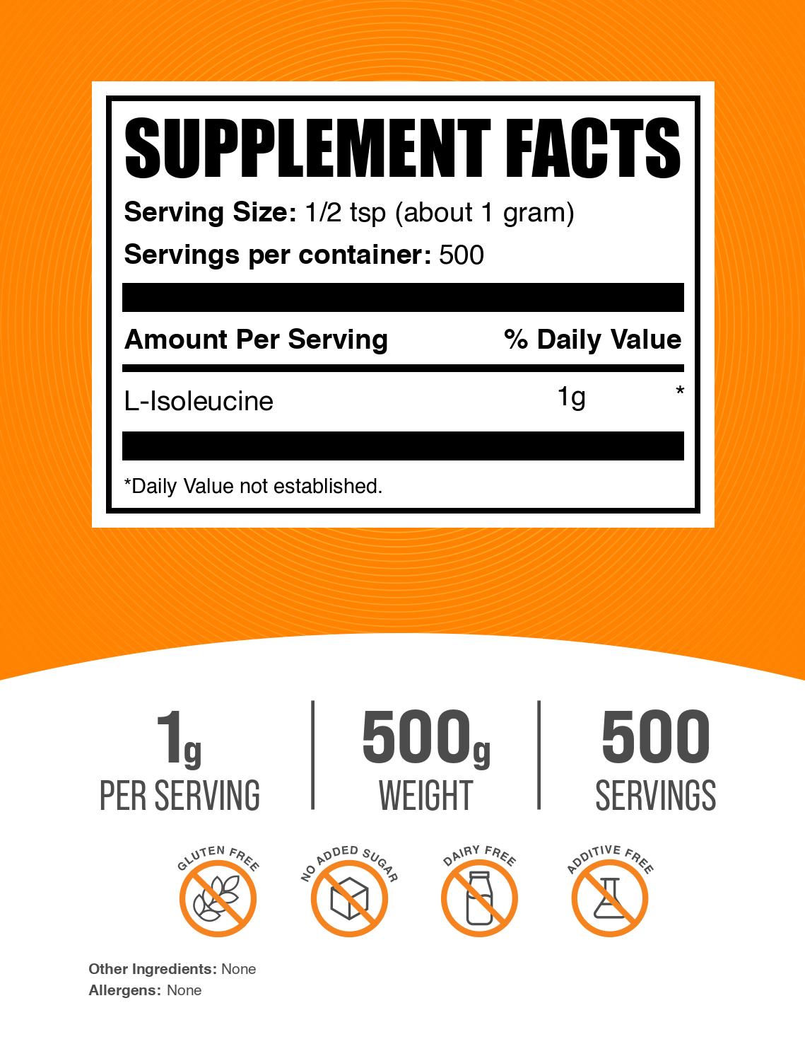 L-Isoleucine powder label 500g