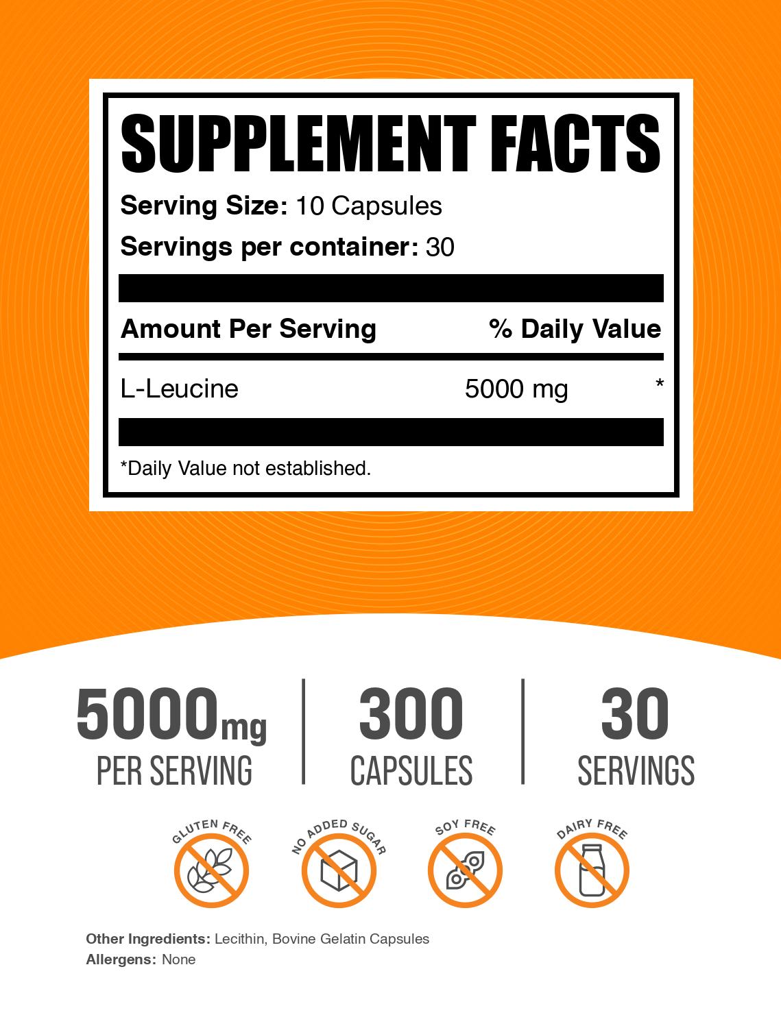 L-Leucine 300 capsules label