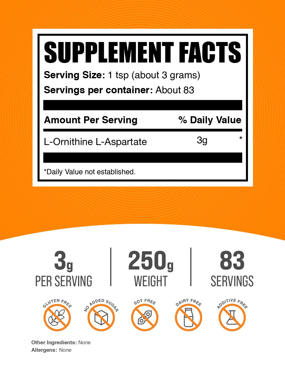 L-Ornithine L-Aspartate powder label 250g