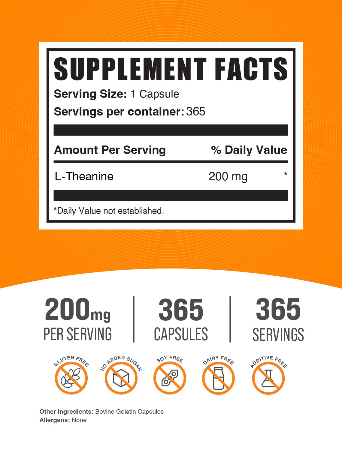 L-Theanine 365 capsules label