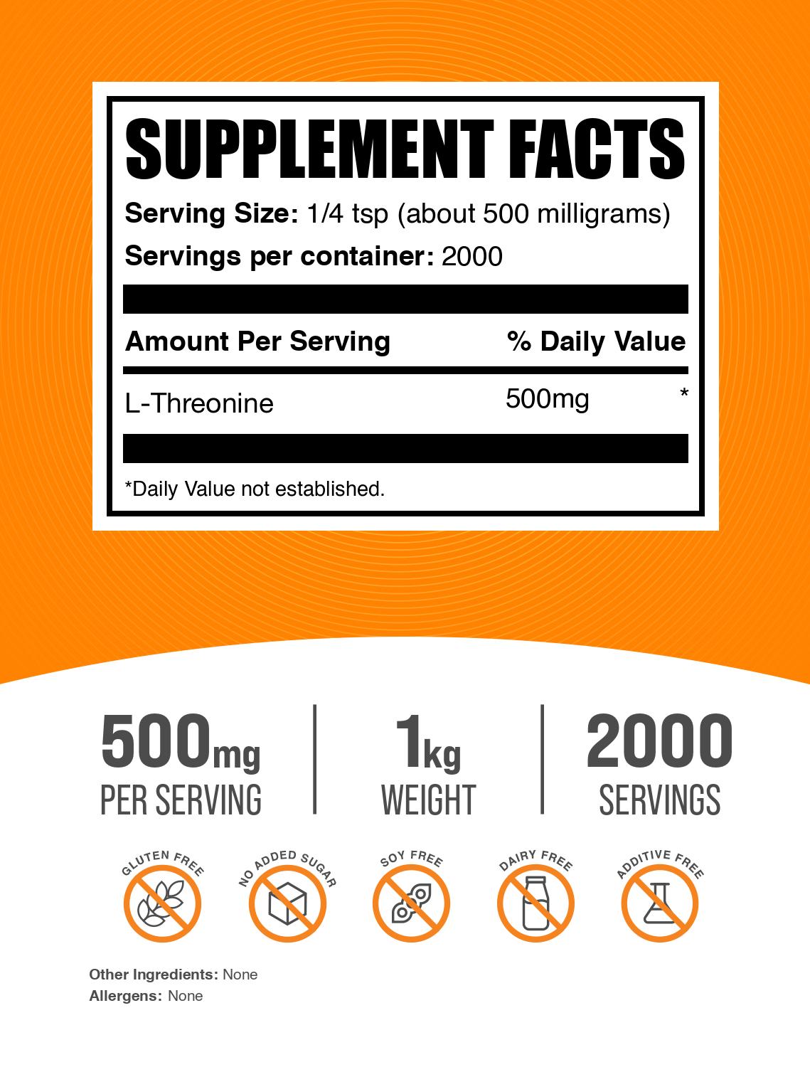L-Threonine powder label 1kg