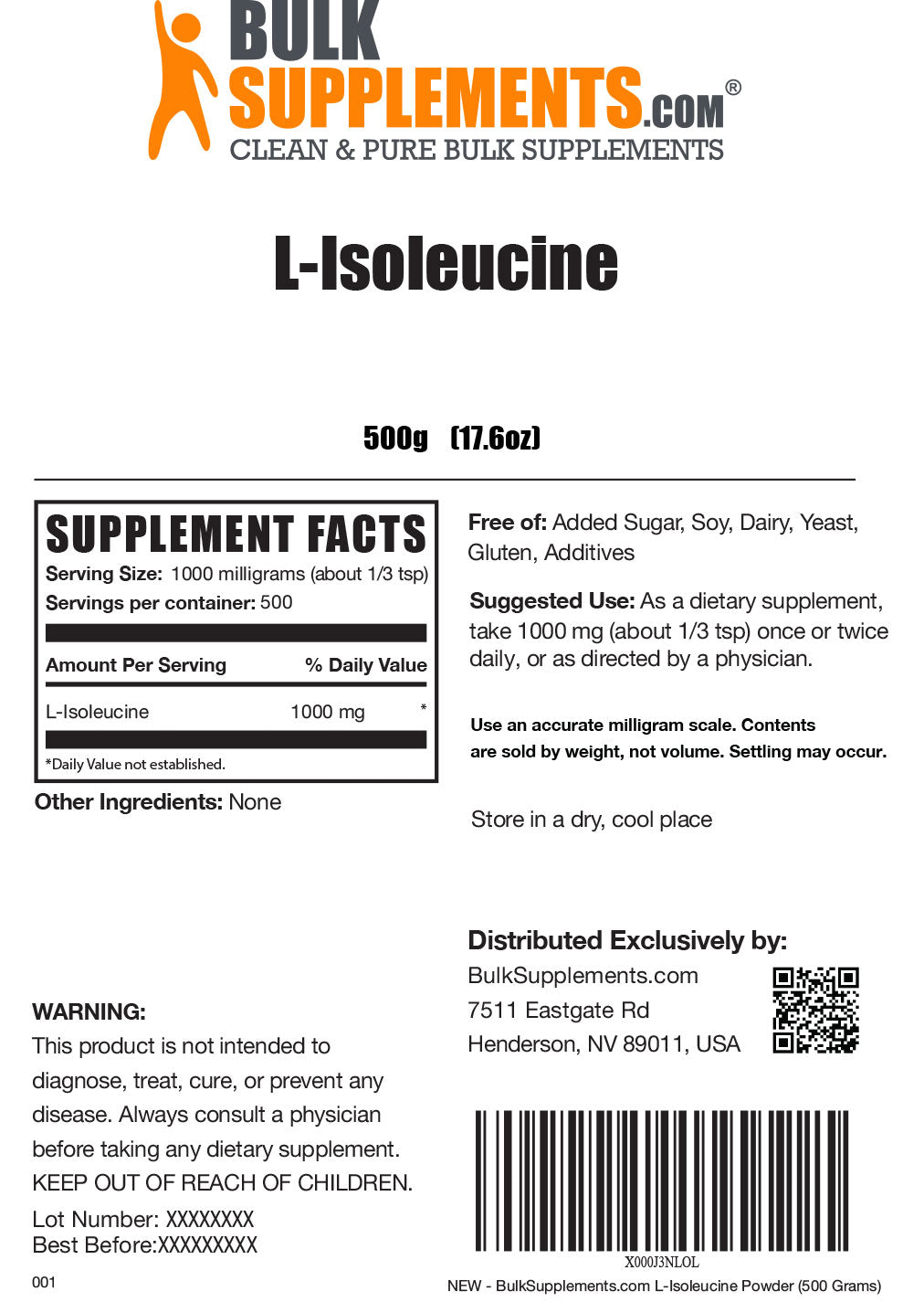 Supplement Facts L-Isoleucine