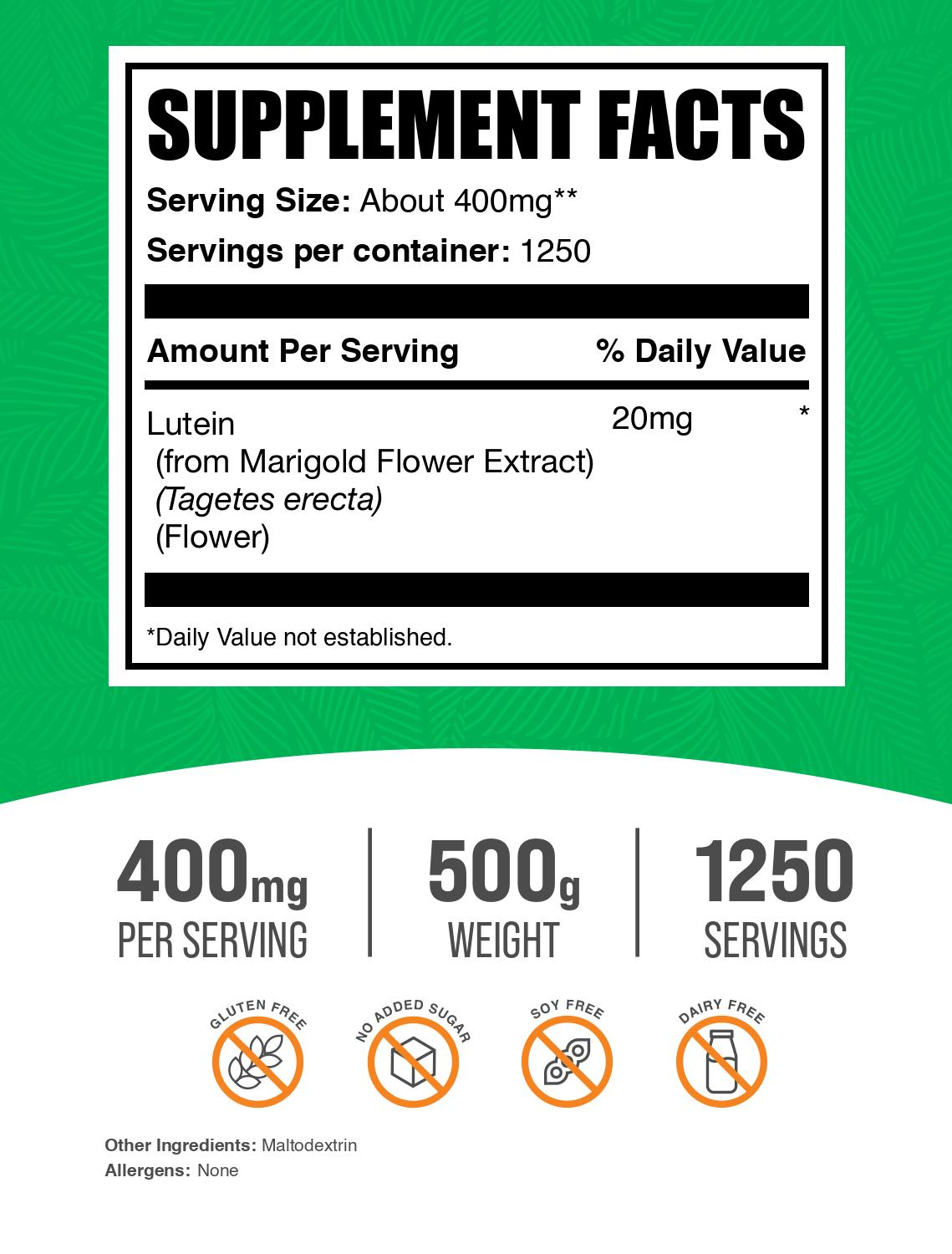 Lutein powder label 500g