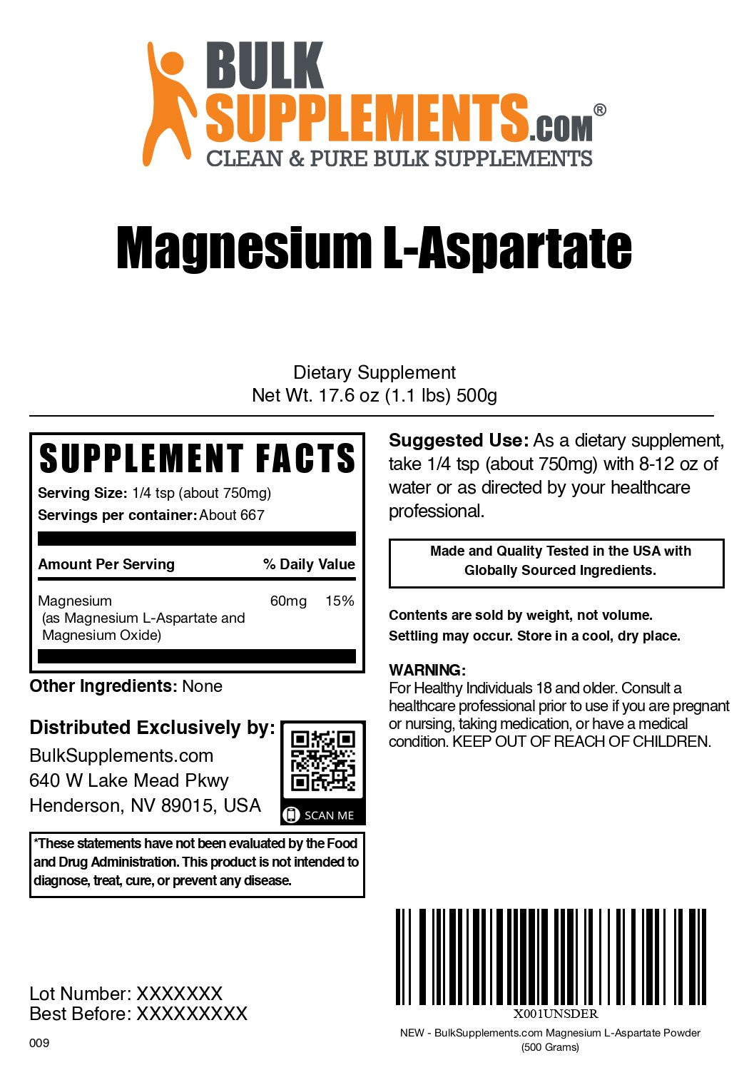 Magnesium L-Aspartate Powder