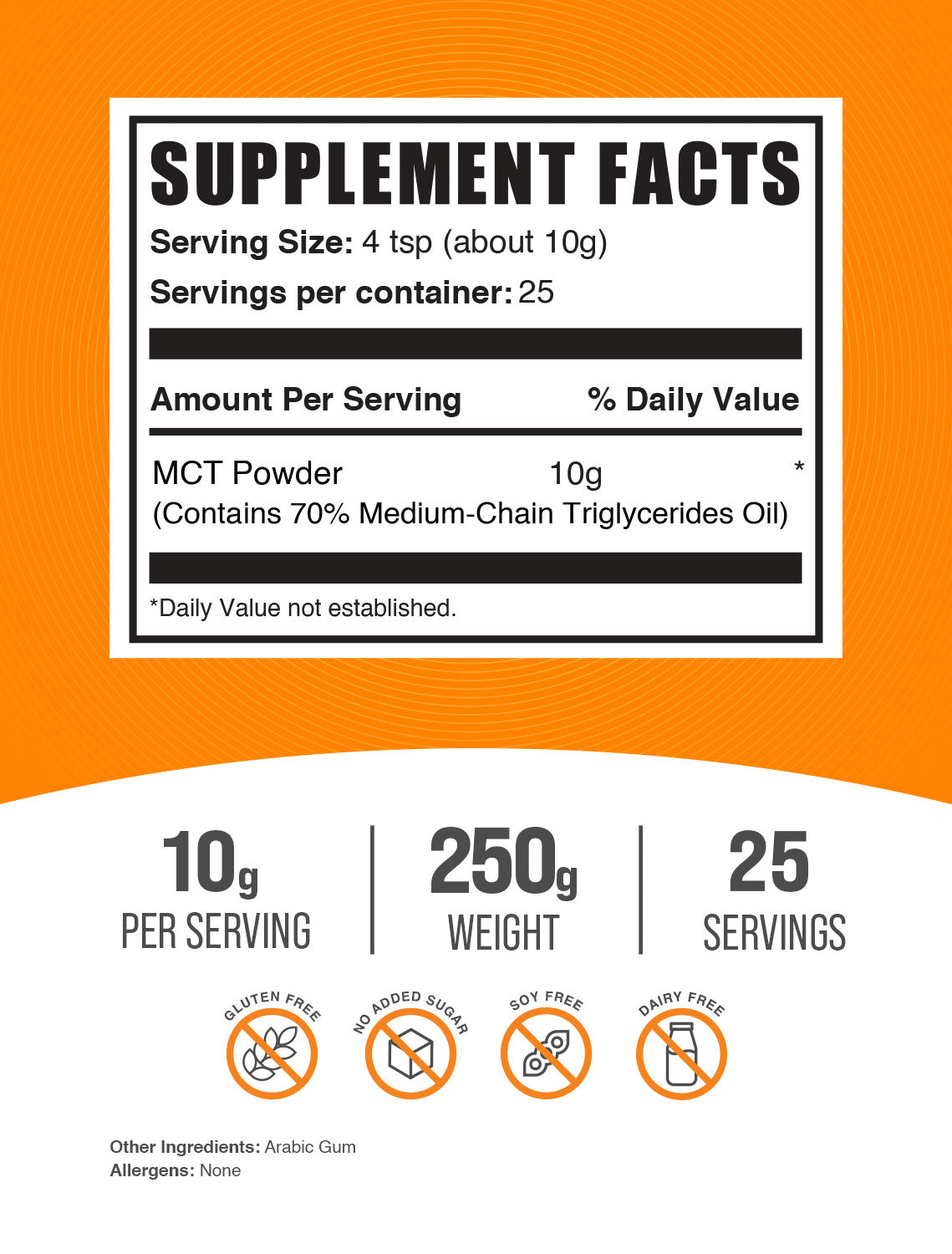 MCT powder label 250g